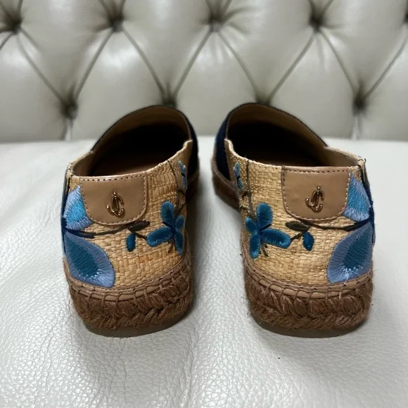 New Jimmy Choo Floral Espadrille Flats Blue Butterfly Shoes